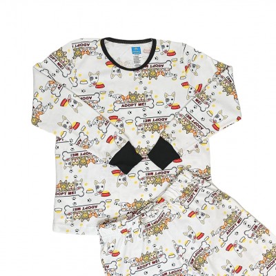 Pijama Glow Adopt Me blanco ni&ntilde;a manga larga